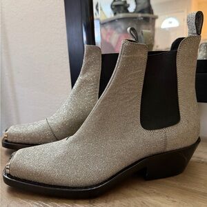 Calvin Klein silver glitter ankle bootie 7.5